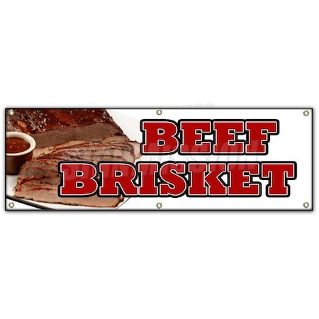 Signmission BEEF BRISKET BANNER SIGN slow cooked bar b que texas smoked sandwich B-72 Beef Brisket